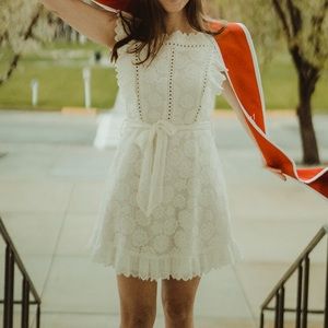 Cream Lace-Crocheted Dress Size L